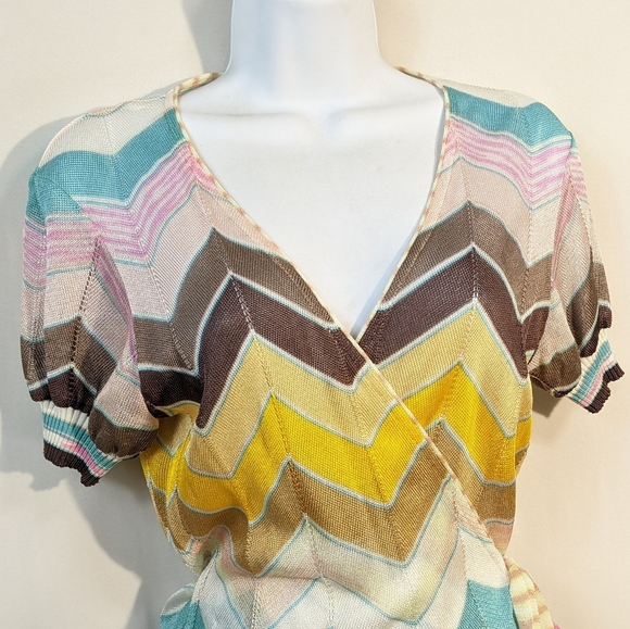 Missoni Vintage Y2K 2000's Set Wrap Top & Pleated Skirt Size 8 - Picture 7 of 12